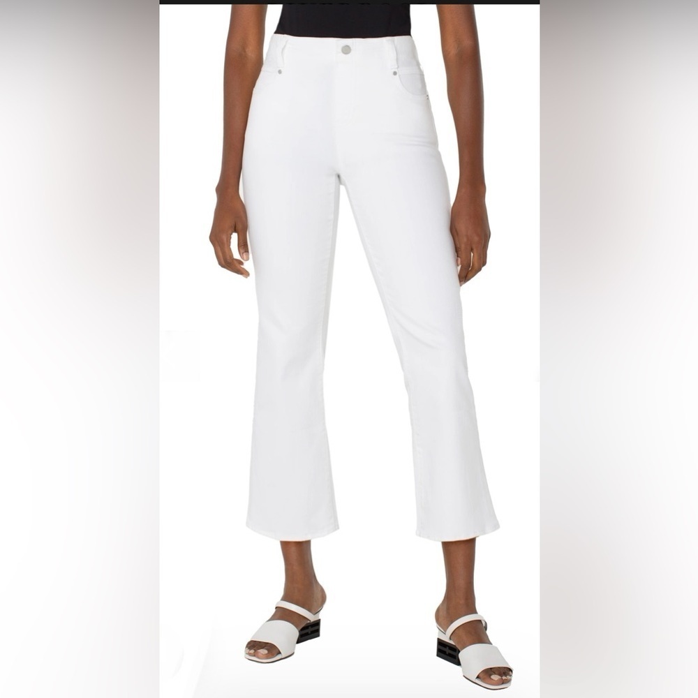 Liverpool The Gia Glider Crop Flare W/ Tulip Back in White Zoe 14/32 EUC